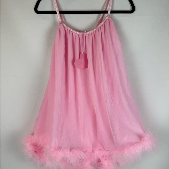 Sugar Thrillz Pink Feather Trim Chemise - Picture 4 of 14